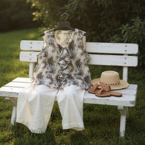 Cheetah Print Button Down Top With Ruffles
